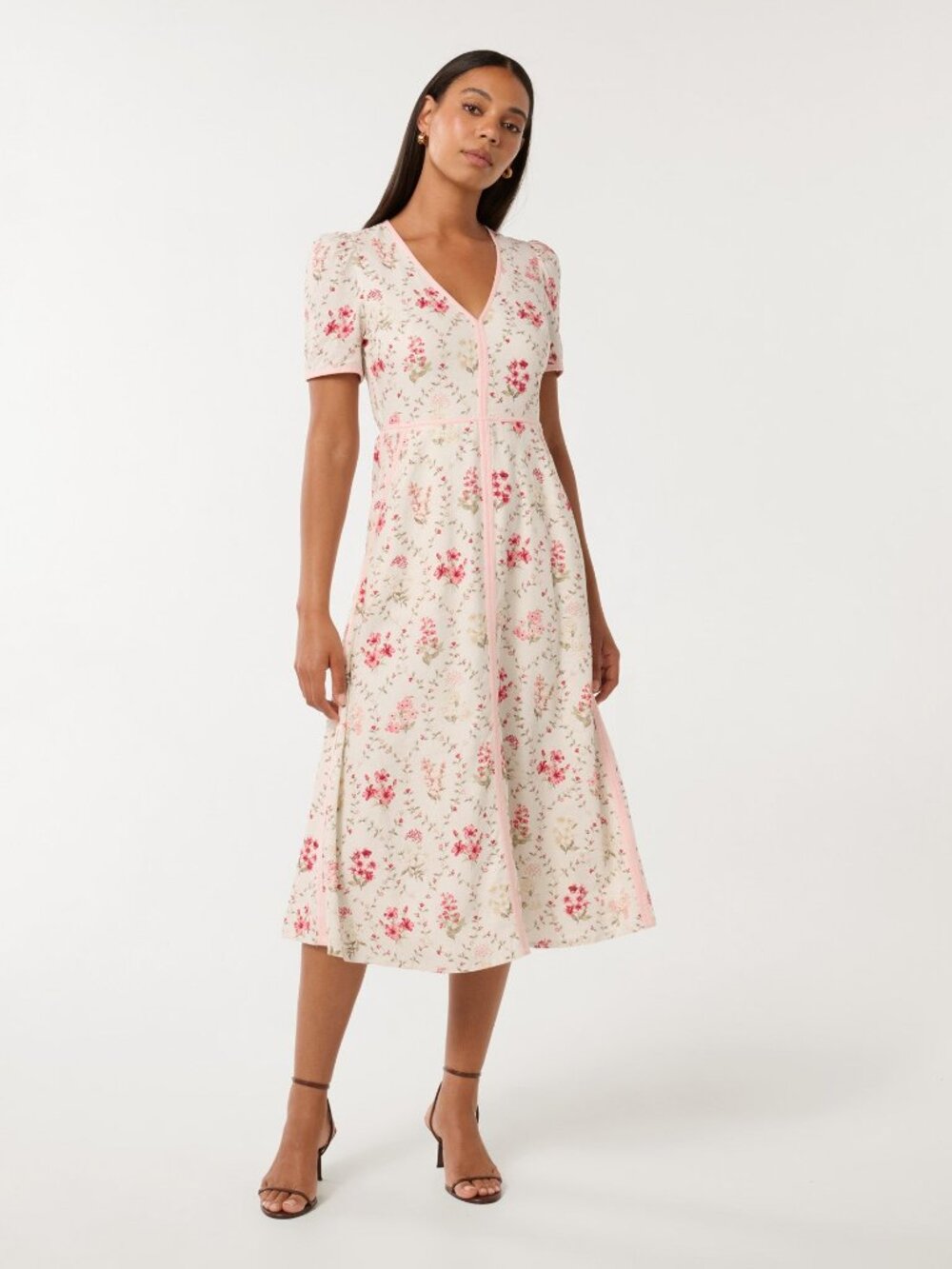 Ever New Floral Linen Midi Dress - Picture 1 of 6